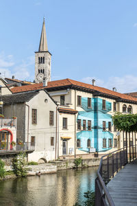  the historic center of omegna with beautiful buildings near the river