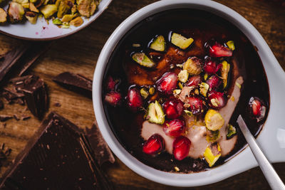 High angle view of breakfast in bowl