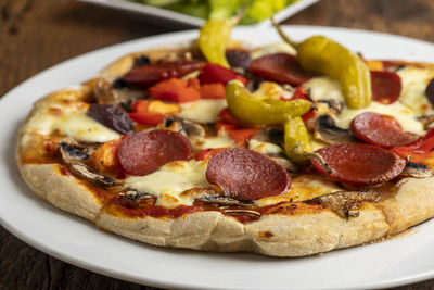 Close-up of pizza in plate