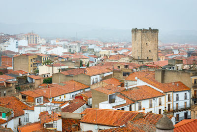 High angle view of townscape against sky