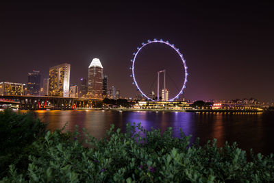 Illuminated city at night