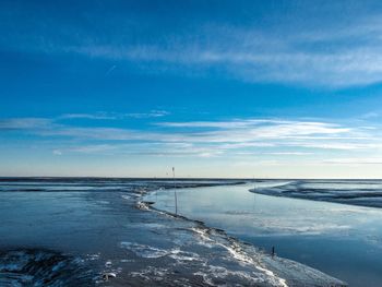 Scenic view of sea against sky during winter