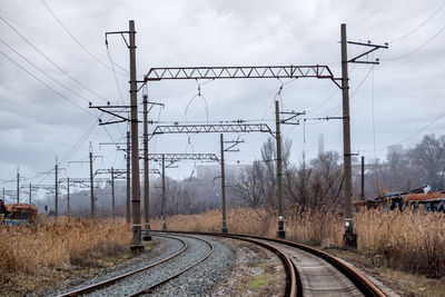 Railroad tracks against sky