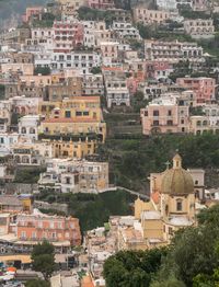 High angle view of buildings in city