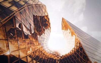 Low angle view of buildings against sky