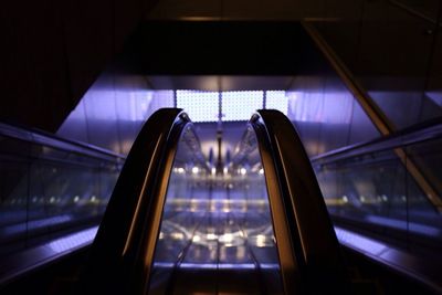 View of illuminated escalator