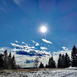 Scenic view of snow covered landscape against sky