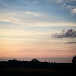 Scenic view of landscape against sky at sunset