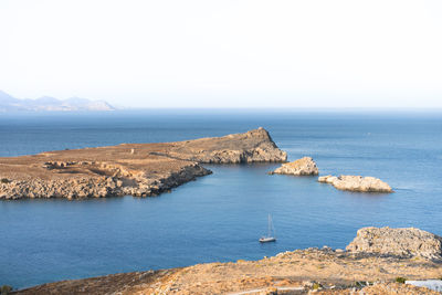 Scenic view of sea against clear sky