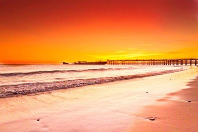 Scenic view of sea at sunset