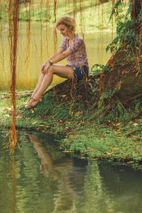 Woman standing in water