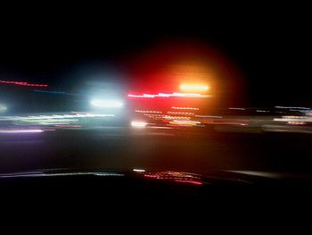 Light trails on road at night