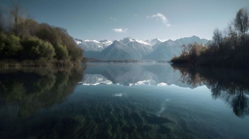 Scenic view of lake against sky