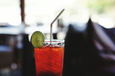 Close-up of drink on glass