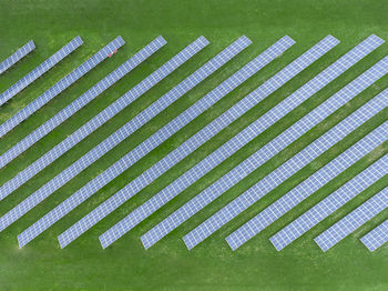 Germany, bavaria, aerial view of solar panels