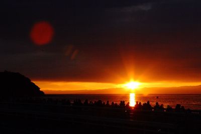 Scenic view of sea at sunset