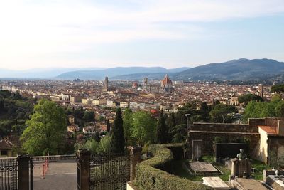 Aerial view of town against sky