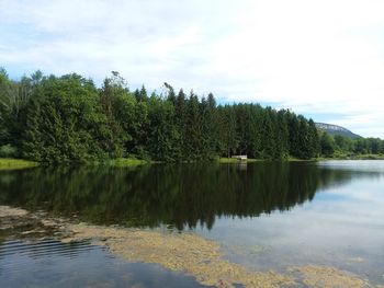 Scenic view of lake against sky