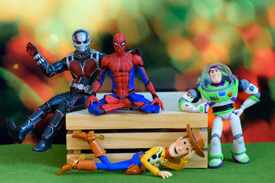 Close-up of toys on table