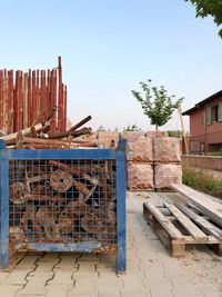 Construction materials against blue sky