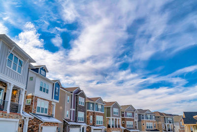 Low angle view of buildings against sky