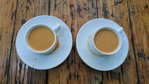 High angle view of tea on table