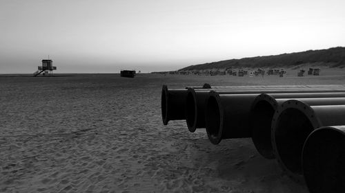 Scenic view of beach against clear sky