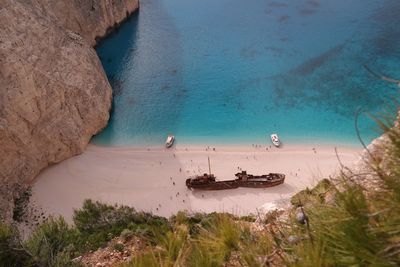 High angle view of beach