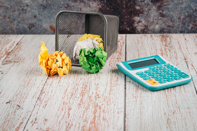 High angle view of various flowers on table