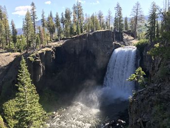 View of waterfall in forest