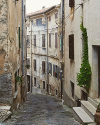 Narrow alley amidst old buildings in town