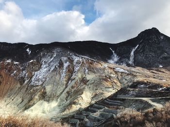 Scenic view of mountain range against sky