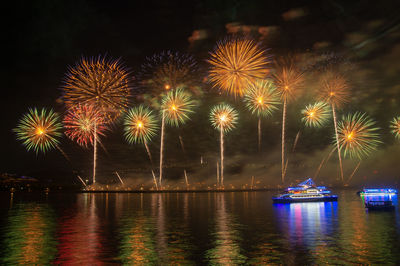 Firework display at night