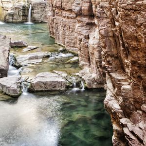 Rock formations in a river