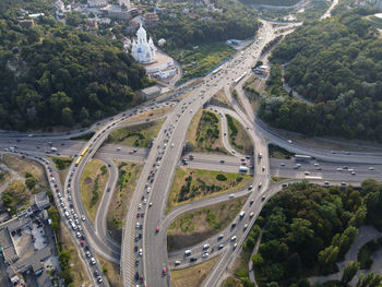 High angle view of elevated road in city