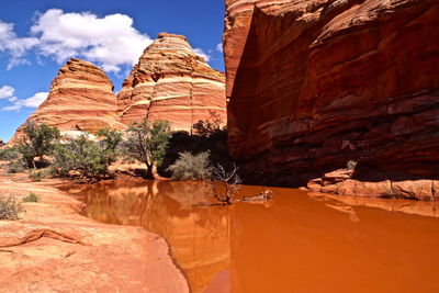 Low angle view of rock formations