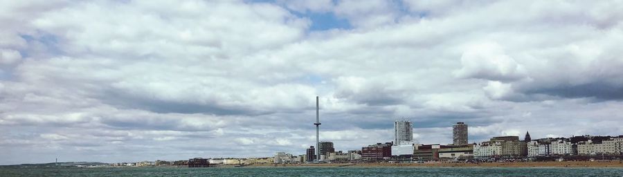 Panoramic view of factory against sky