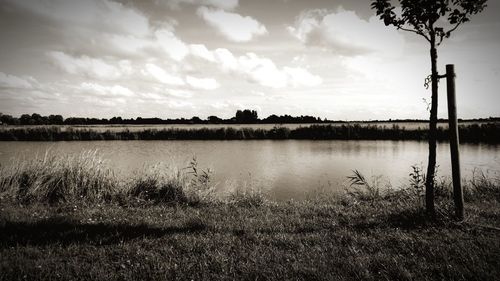 Scenic view of lake against sky