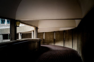 Interior of brutalist walkway on the barbican estate 