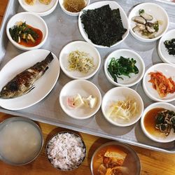 Close-up of food served on table