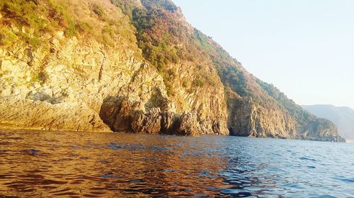 Scenic view of sea against clear sky