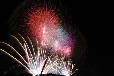 Low angle view of firework display at night