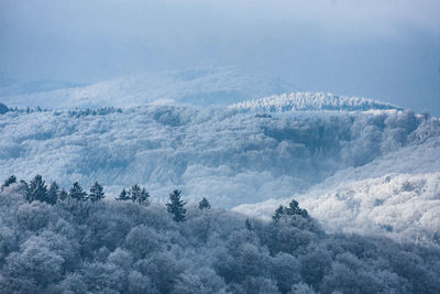 High angle view of mountains against sky