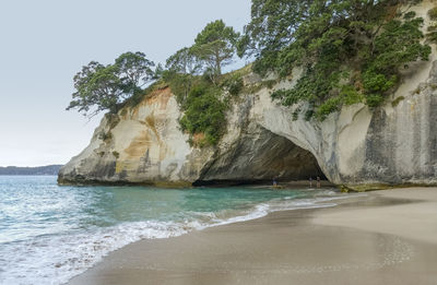 Coastal area named cathedral cove in the southern part of mercury bay on the coromandel peninsula