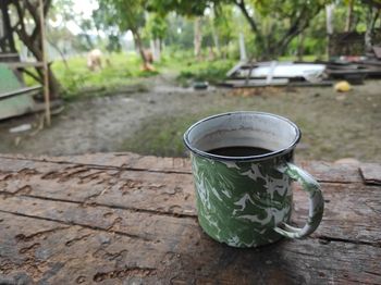 Close-up of coffee on table