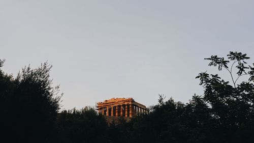 Low angle view of building against clear sky