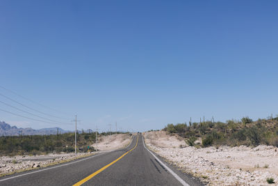 Empty highway in baja california sur, mexico close to loreto under clear skies