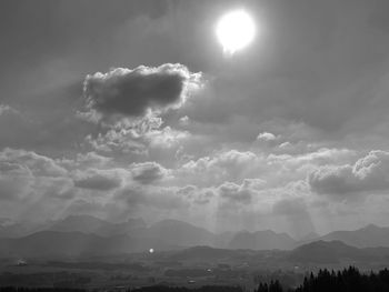 Low angle view of silhouette mountains against sky