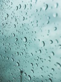 Full frame shot of raindrops on window