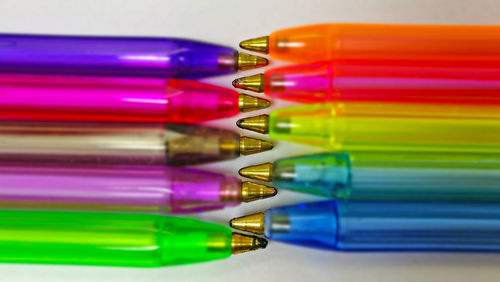 Close-up of colorful pens